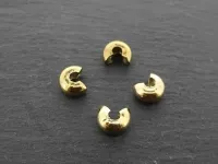 Stainless Steel Crimp Bead Cover, Color: gold plated, Size: ±5mm, Qty: 4 pc.