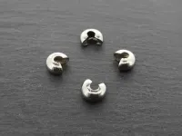 Cache-perles à écraser en acier inoxydable, Couleur: platine, Taille: ±7mm, Quantite: 4 piece